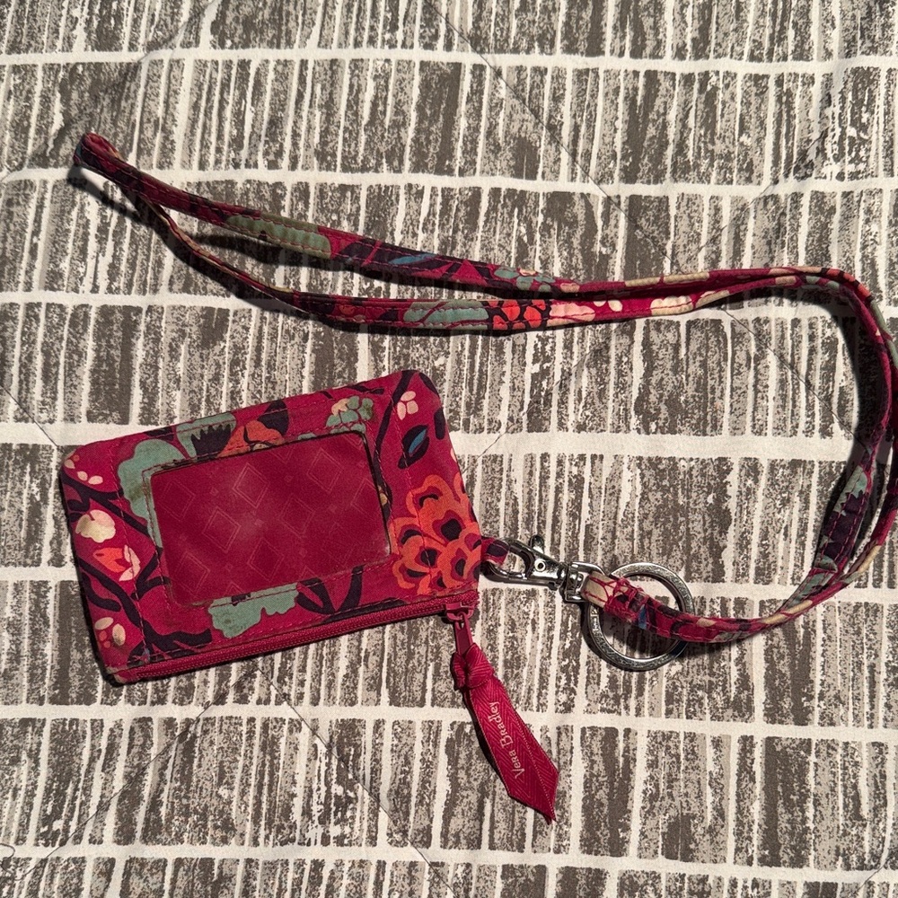 Vera Bradley Pink Floral ID Holder with Lanyard
